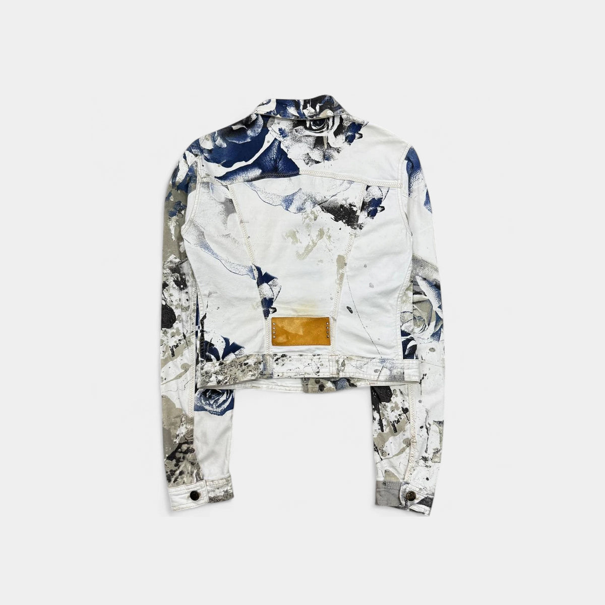 Just Cavalli 2000s Abstract Floral Denim Trucker Jacket