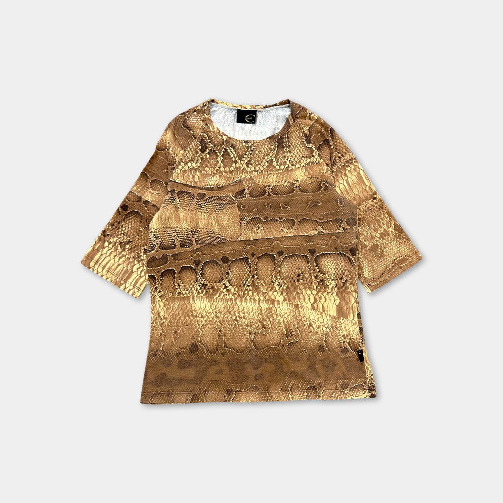 Just Cavalli Snake Print Three Quarter Sleeve T-Shirt