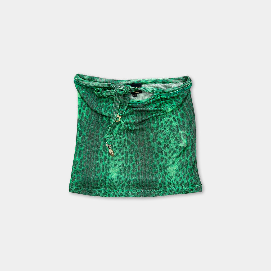 Just Cavalli 2000s Green Cheetah Print Top