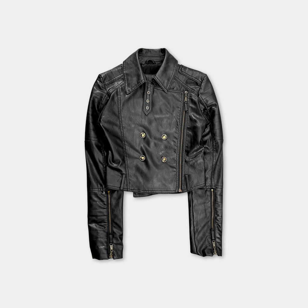 Just Cavalli Black Leather Biker Jacket