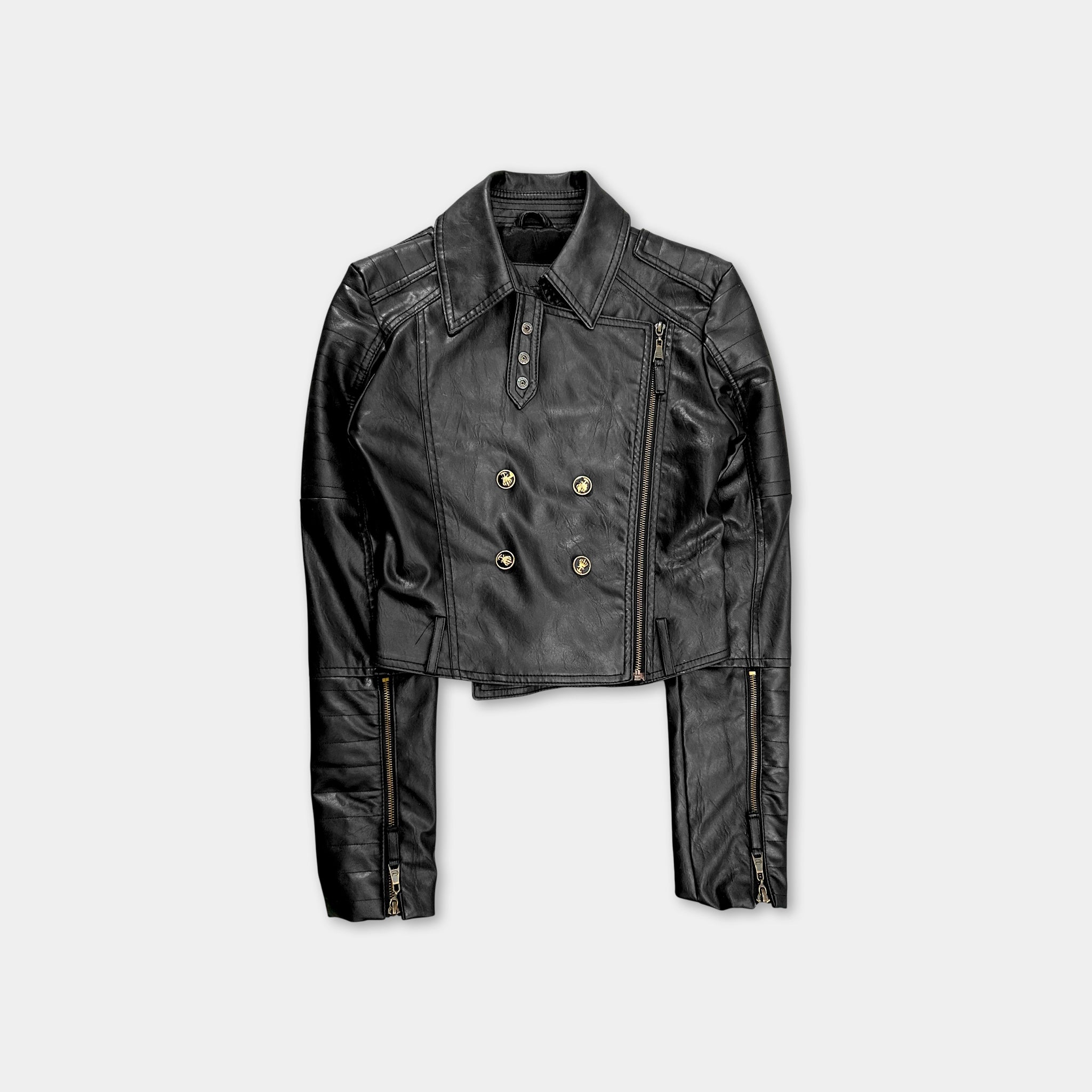 Just Cavalli Black Leather Biker Jacket