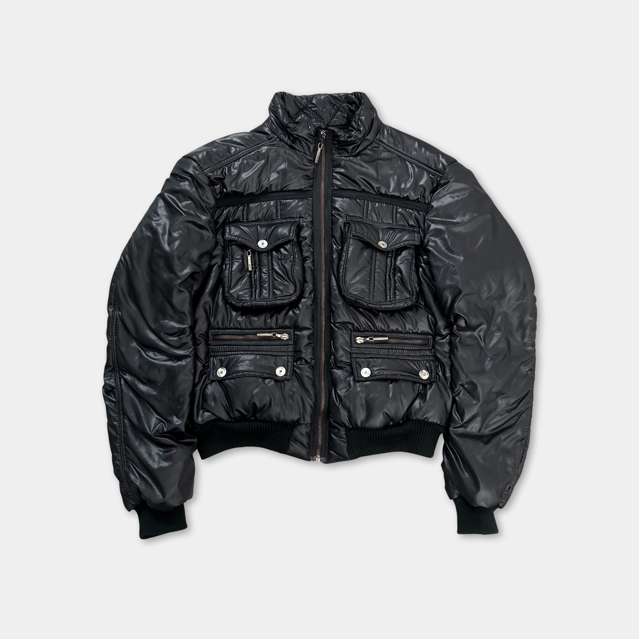 Just Cavalli Black Cargo Multipocket Puffer Jacket