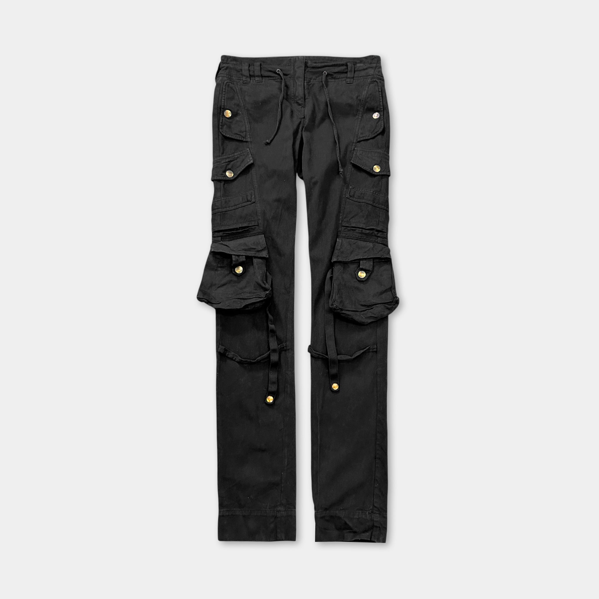 Just Cavalli 2000's Black Cargo Bondage Pants