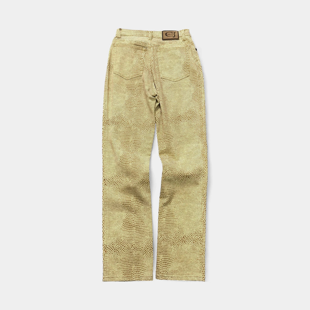 Cavalli Jeans Yellow Giraffe Print Straight Leg Jeans