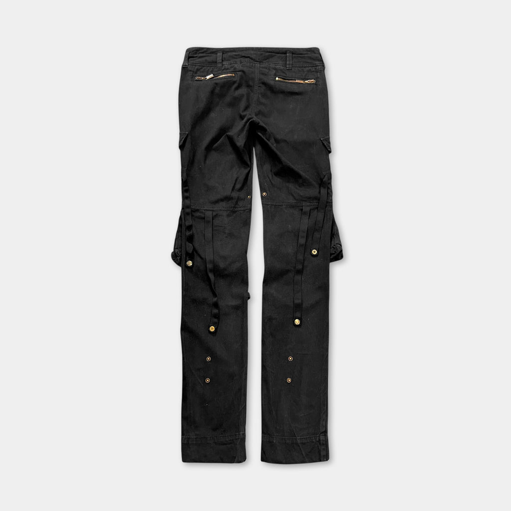 Just Cavalli 2000's Black Cargo Bondage Pants