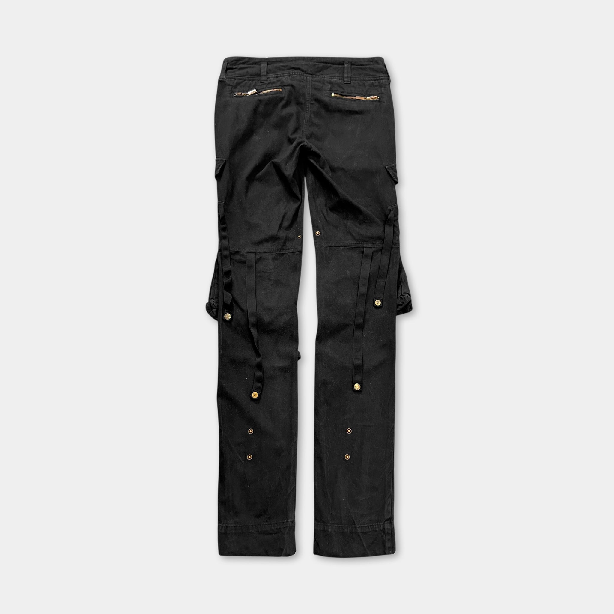 Just Cavalli 2000's Black Cargo Bondage Pants