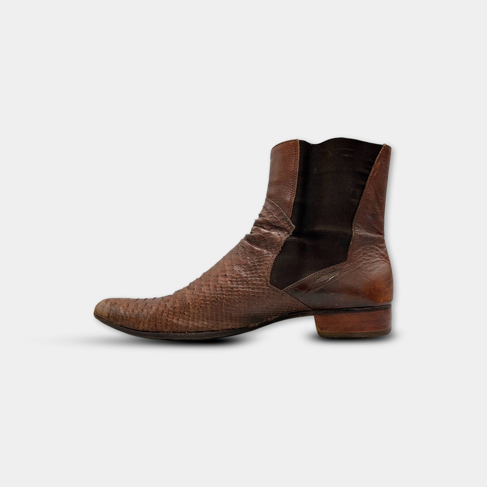 Just Cavalli Python Leather Brown Chelsea Boots