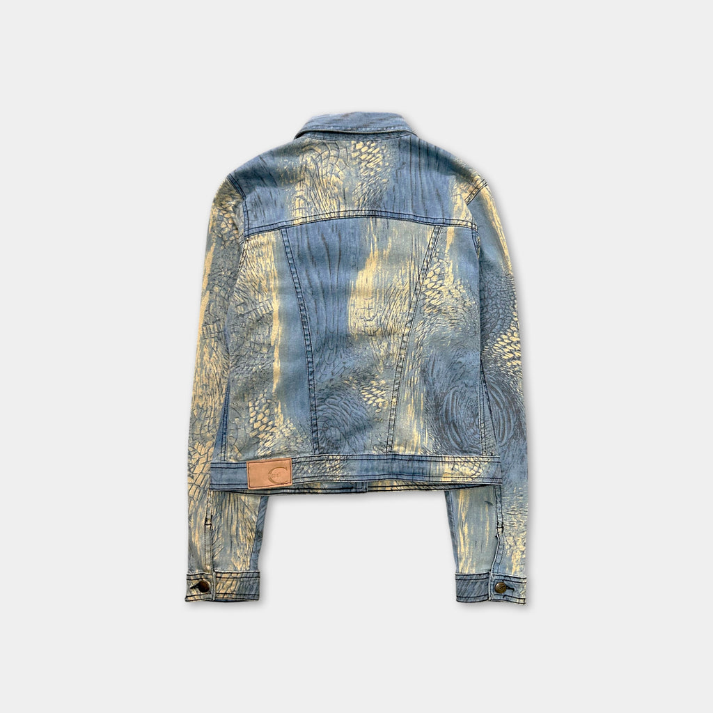 Just Cavalli Animal Print Yellow and Blue Trucker Jacket