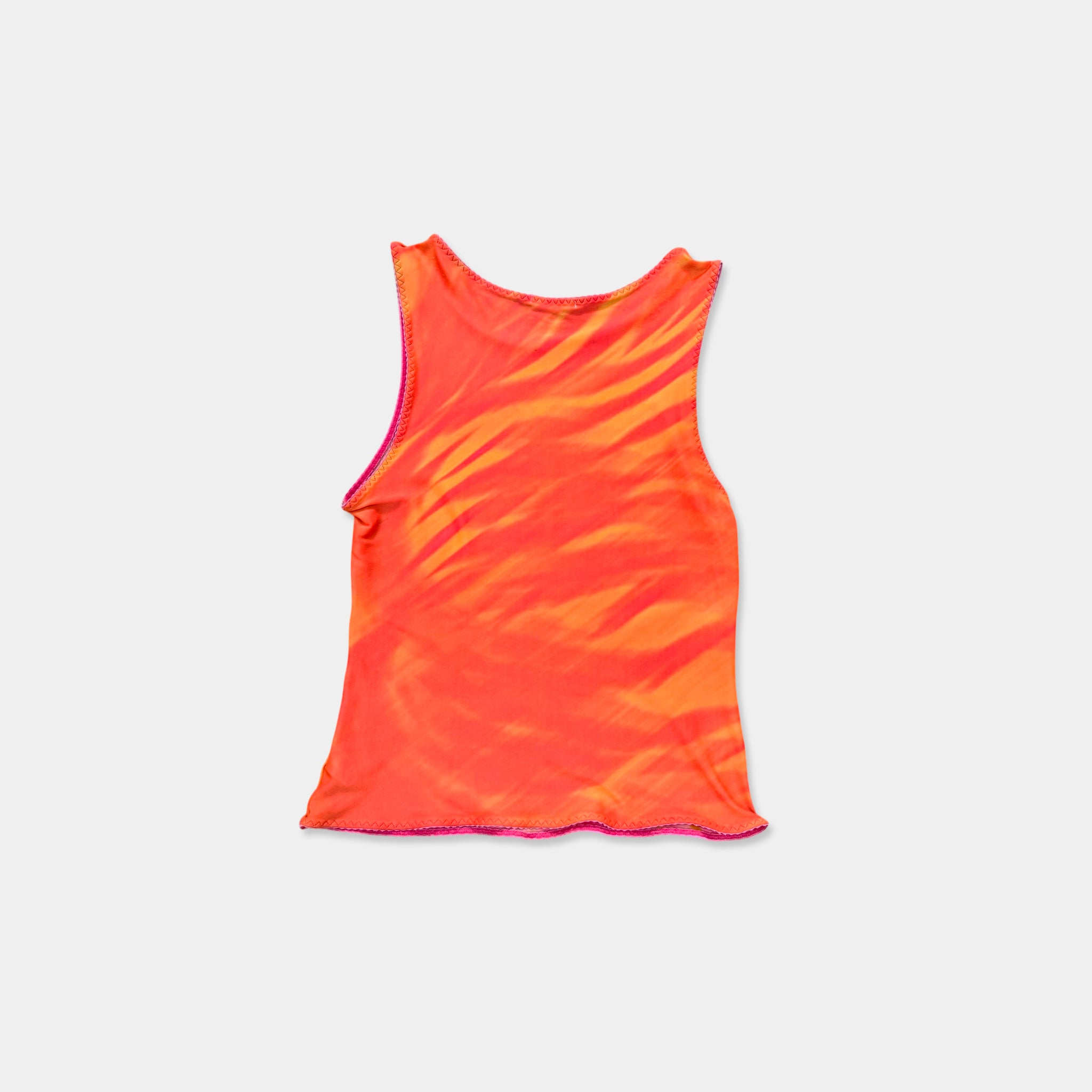 Roberto Cavalli Neon Orange Tiger Print Mesh Tank Top