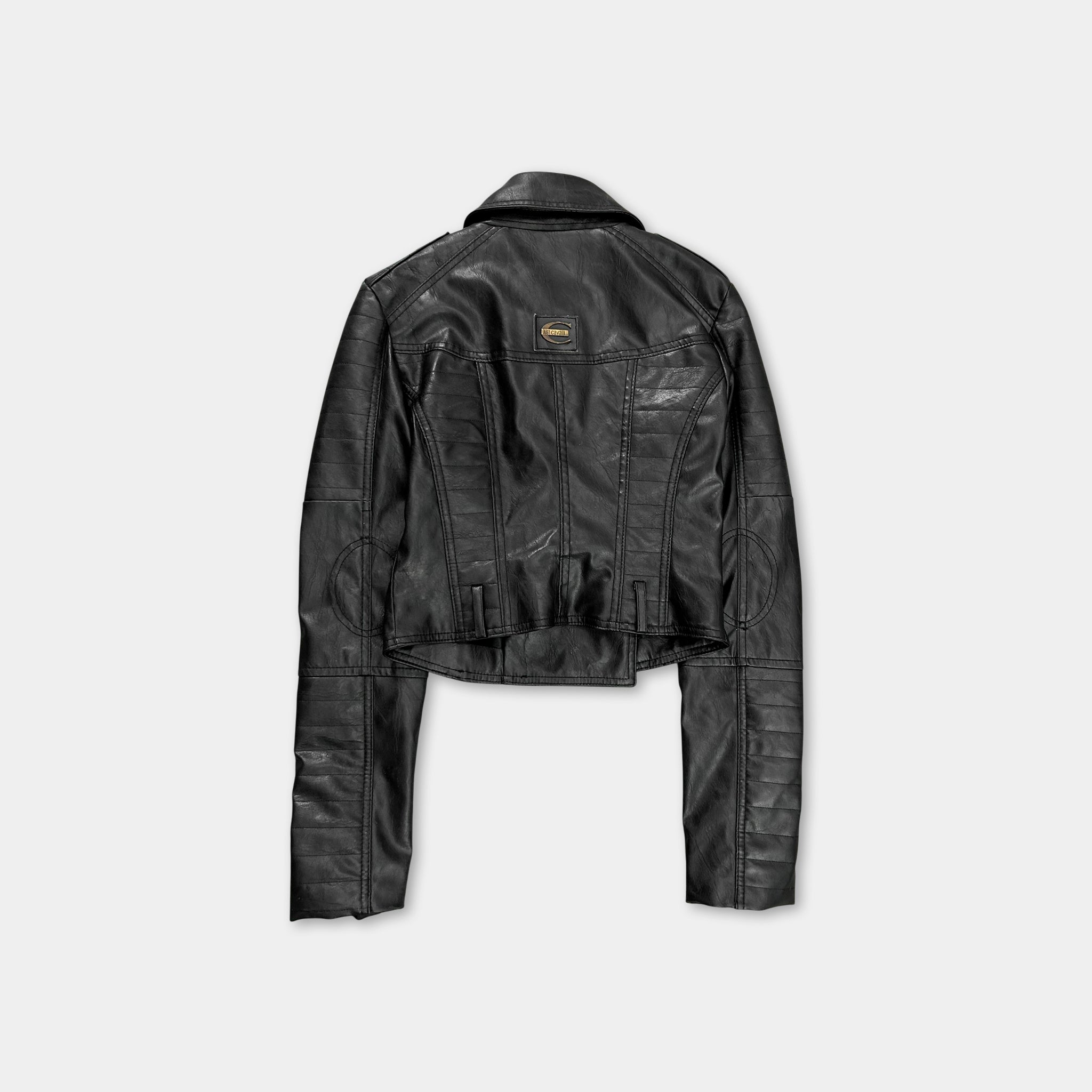 Just Cavalli Black Leather Biker Jacket