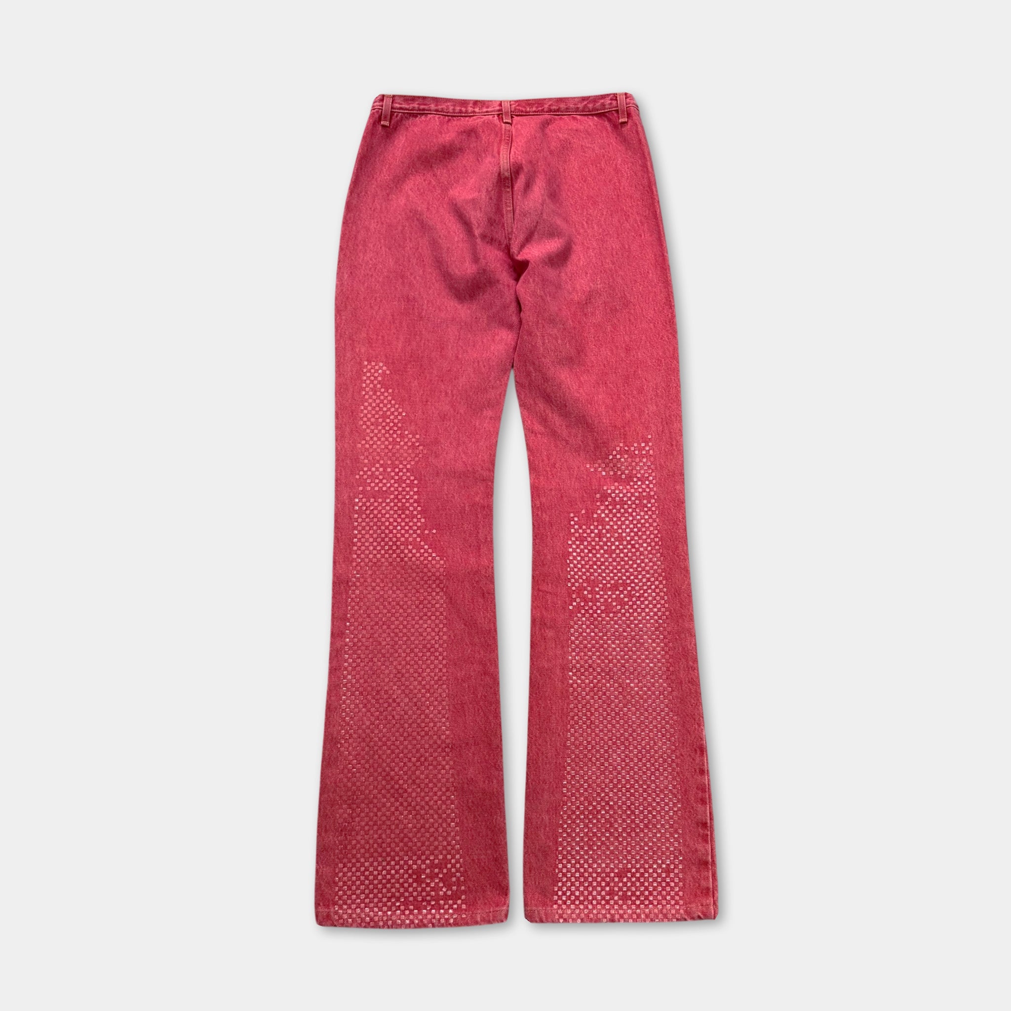 Just Cavalli 2000's Washed Red Crystal Embellished Flared Jeans
