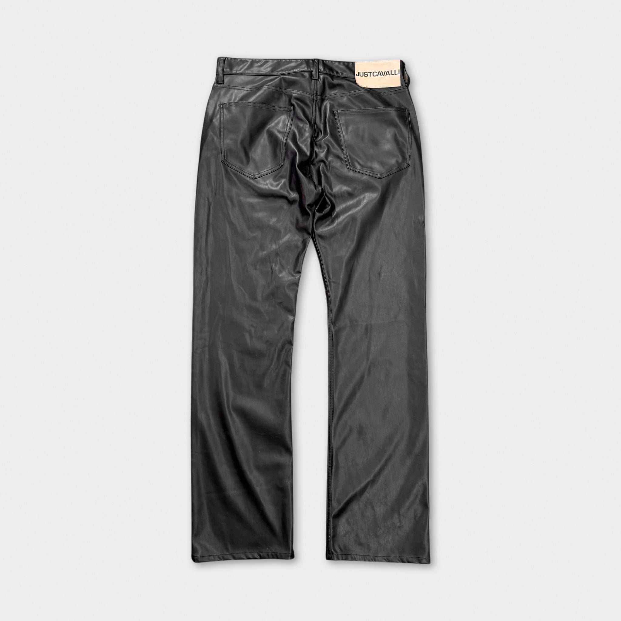Just Cavalli Black Faux Leather Bootcut Pants