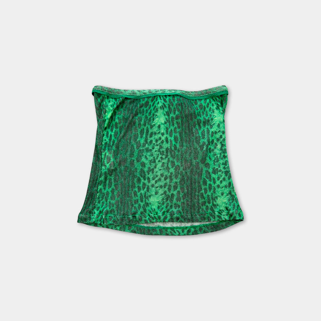 Just Cavalli 2000s Green Cheetah Print Top