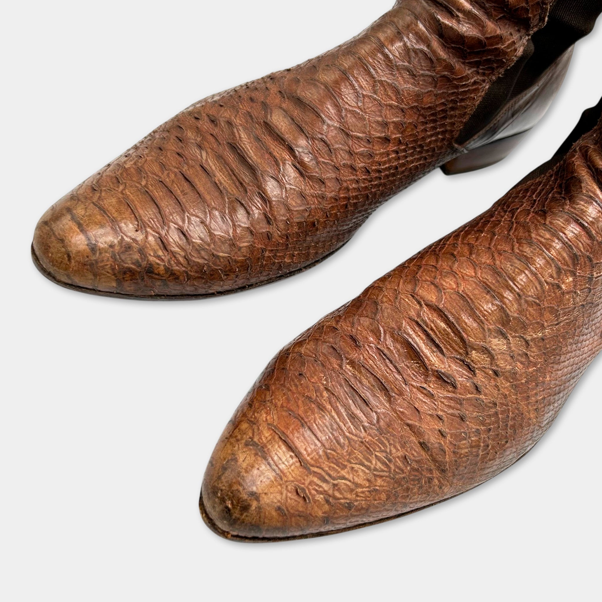 Just Cavalli Python Leather Brown Chelsea Boots