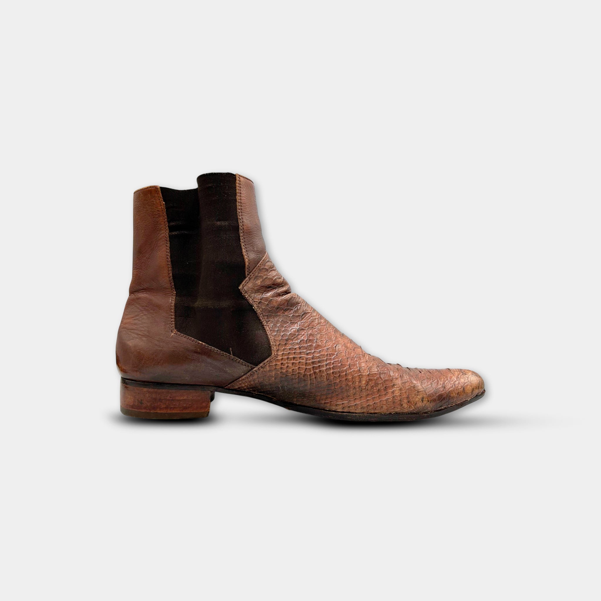 Just Cavalli Python Leather Brown Chelsea Boots