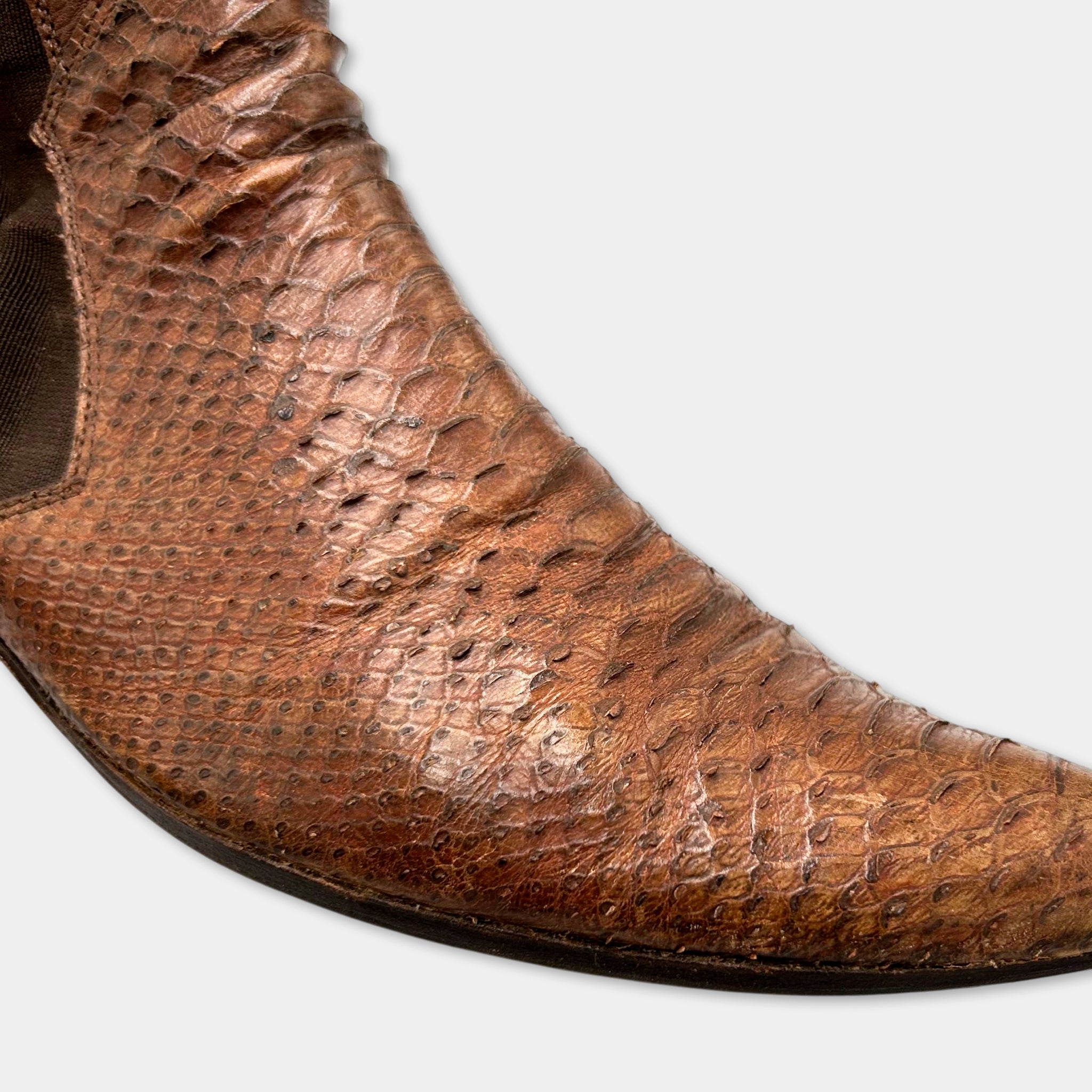 Just Cavalli Python Leather Brown Chelsea Boots