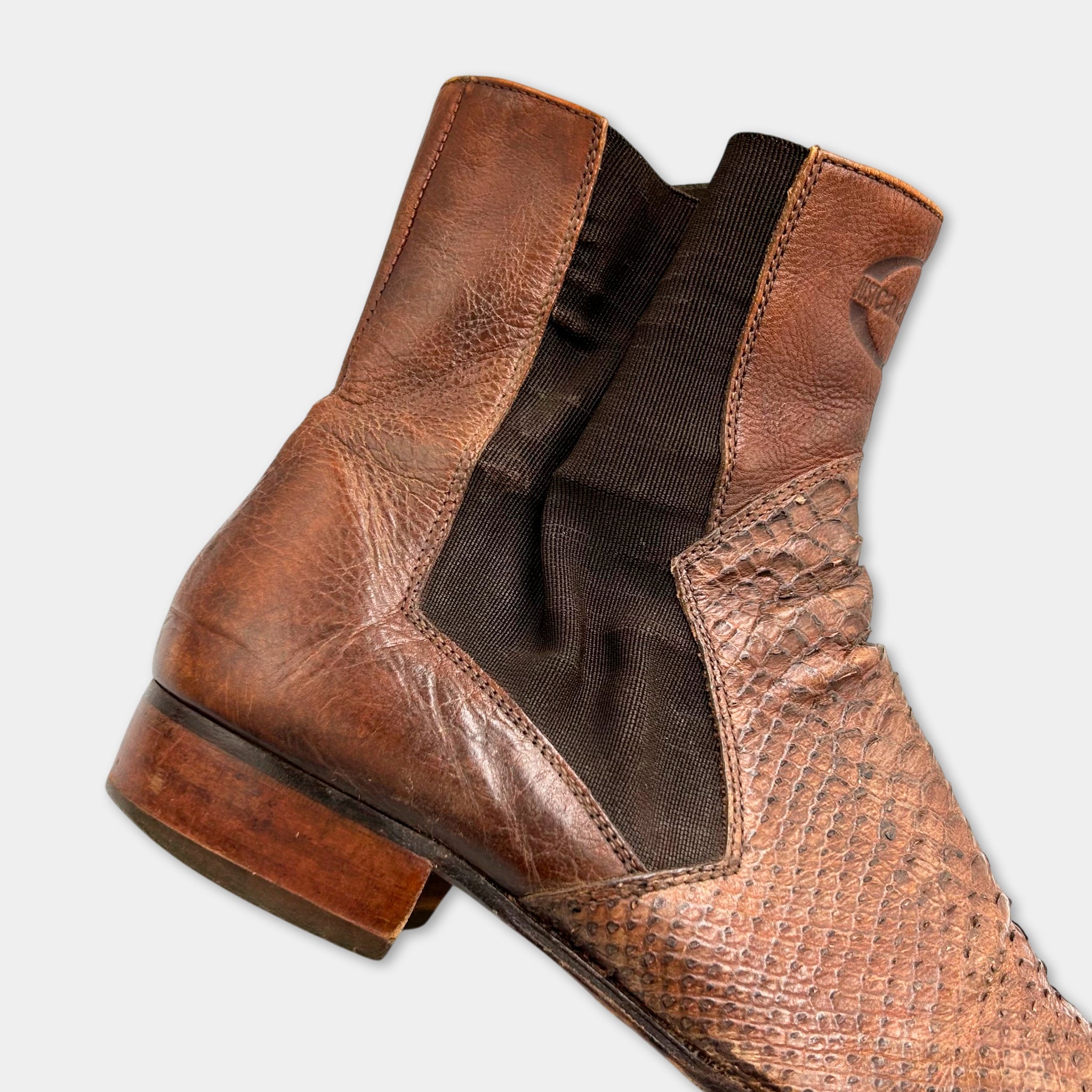 Just Cavalli Python Leather Brown Chelsea Boots