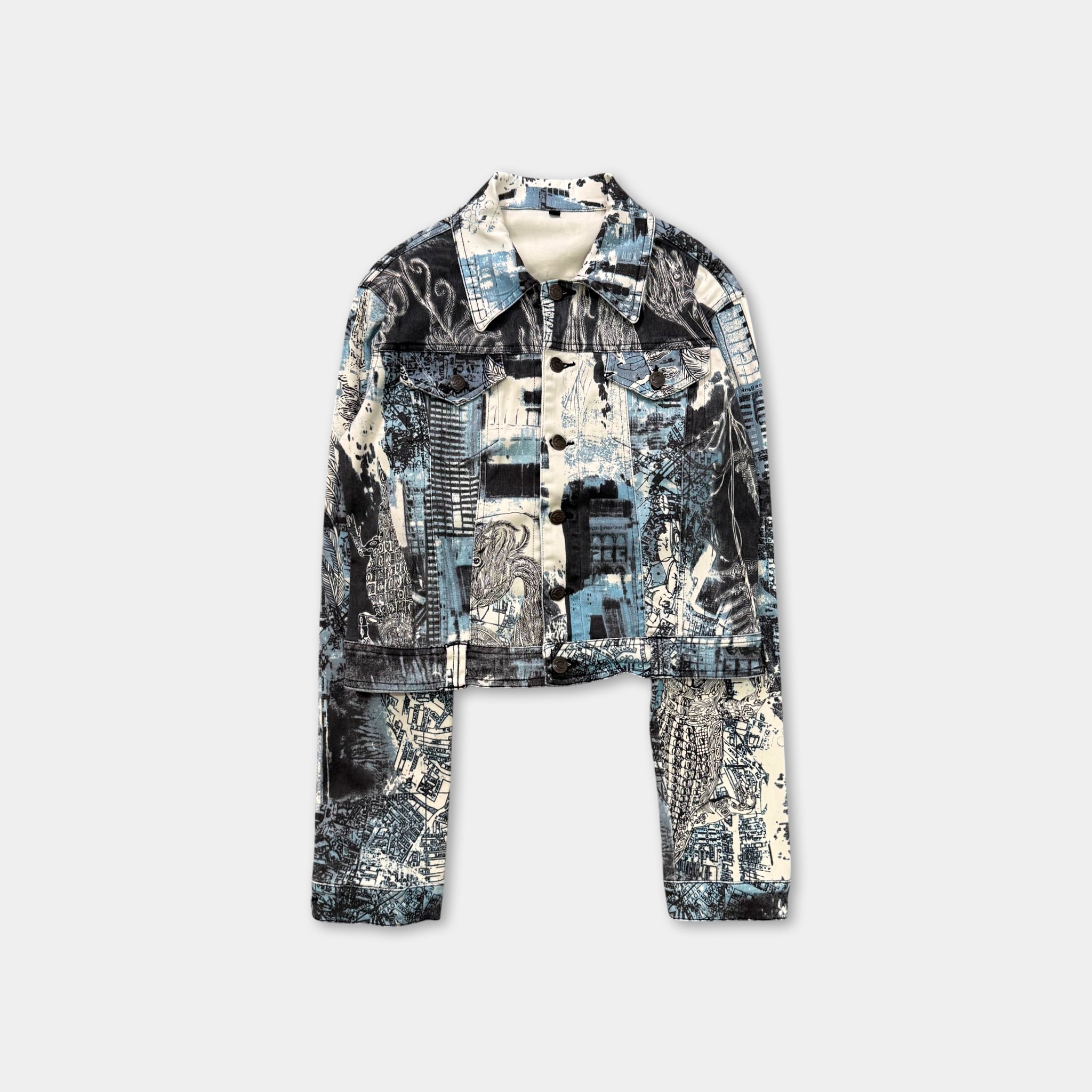Just Cavalli Cityscape Graphic Denim Jacket