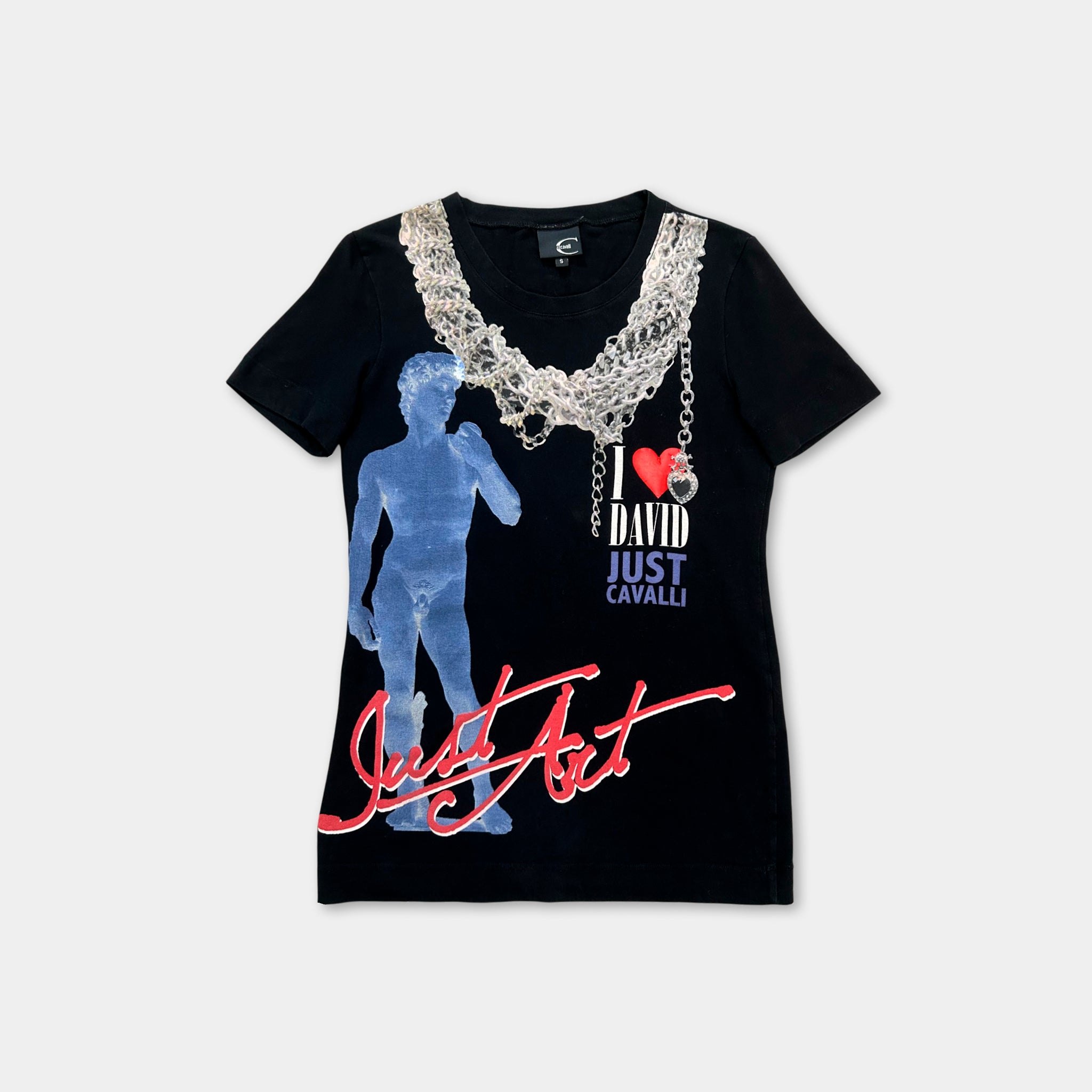 Just Cavalli 2010's Chains Graphic Black T-Shirt