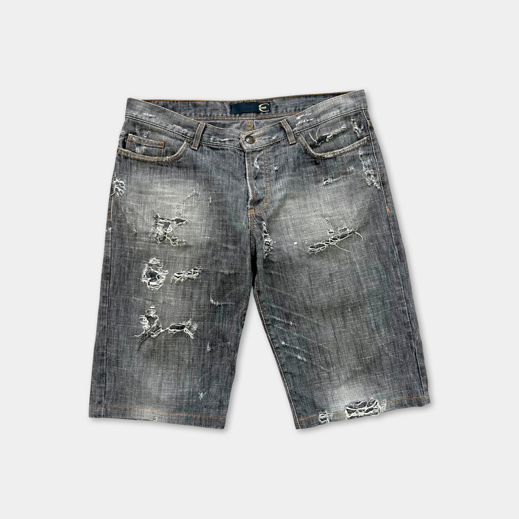 Just Cavalli 2000s Grey Distressed Denim Shorts