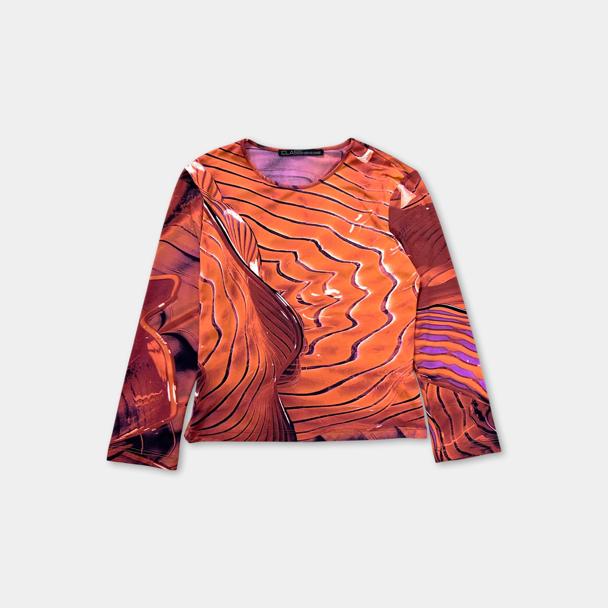 Roberto Cavalli Class 2000s Psychedelic Print Longsleeve