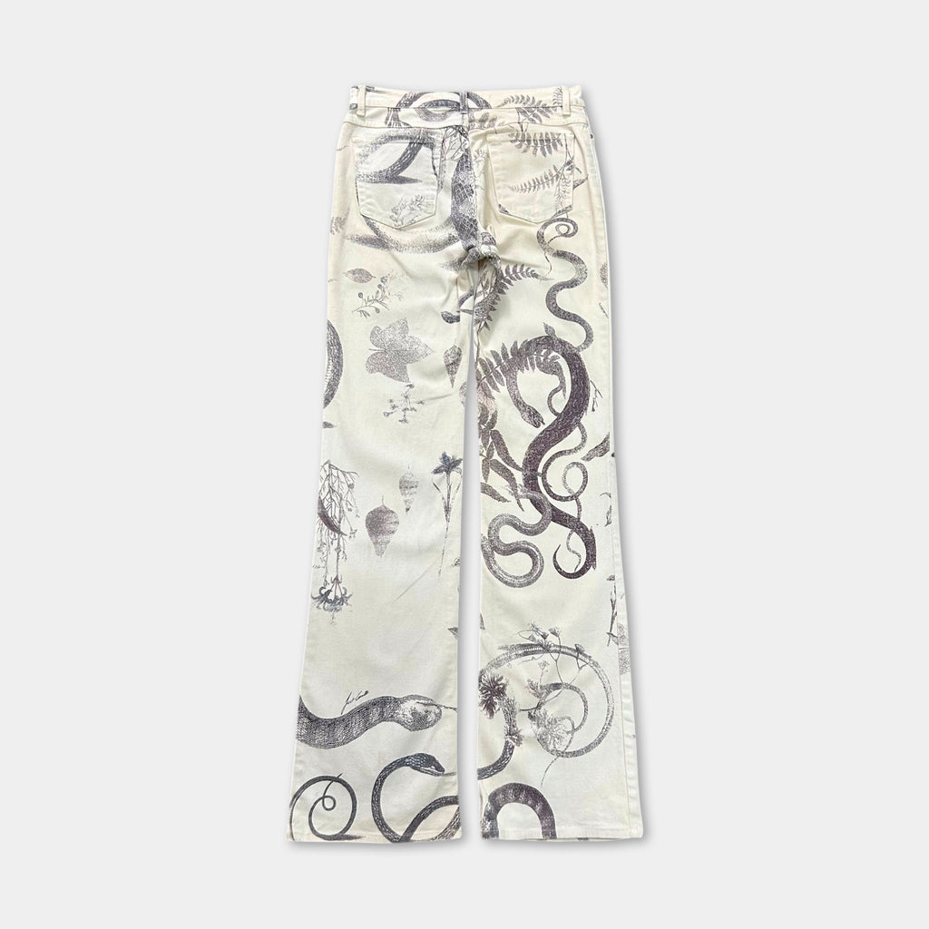 Just Cavalli SS04 Serpent Botanical Print Flare Jeans