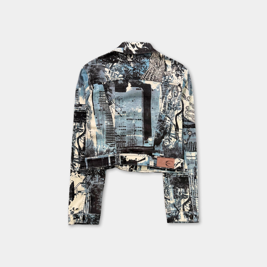 Just Cavalli Cityscape Graphic Denim Jacket