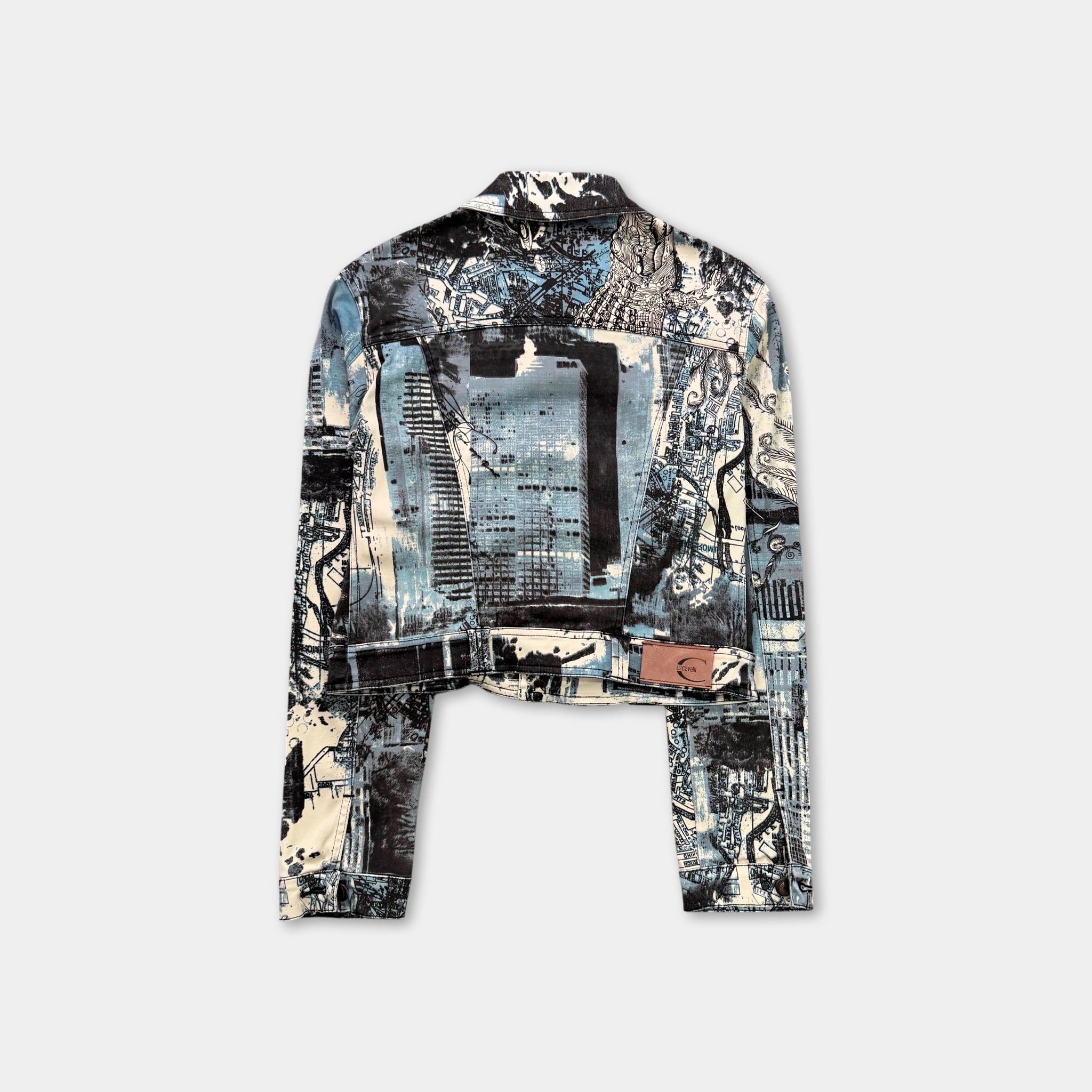 Just Cavalli Cityscape Graphic Denim Jacket