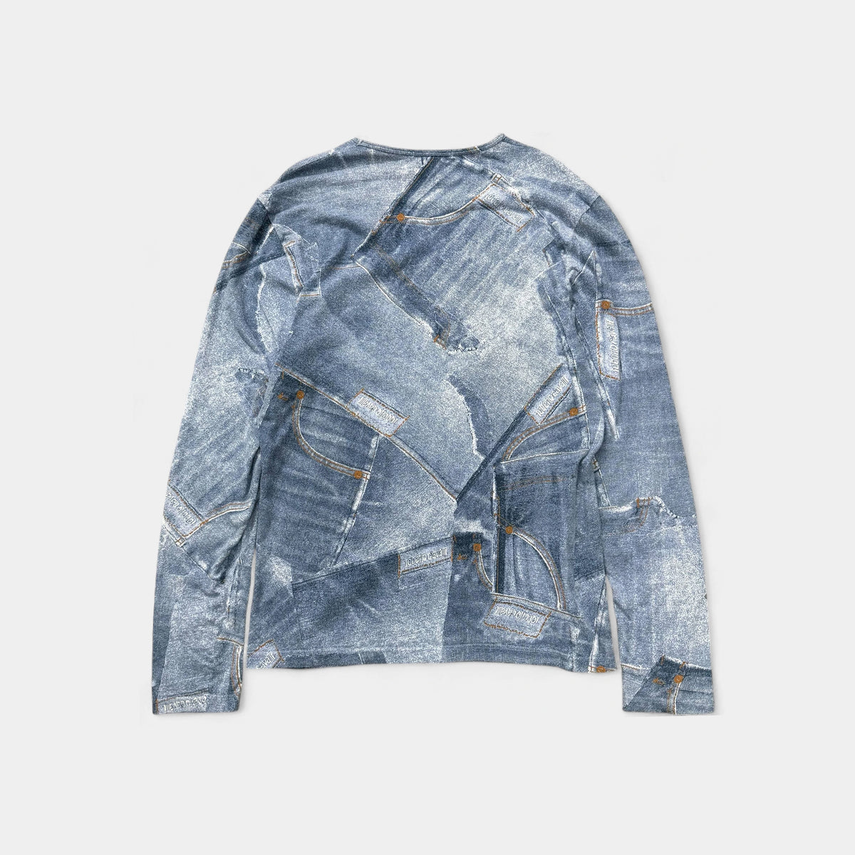 Roberto Cavalli Printed Denim Effect Longsleeve T-shirt
