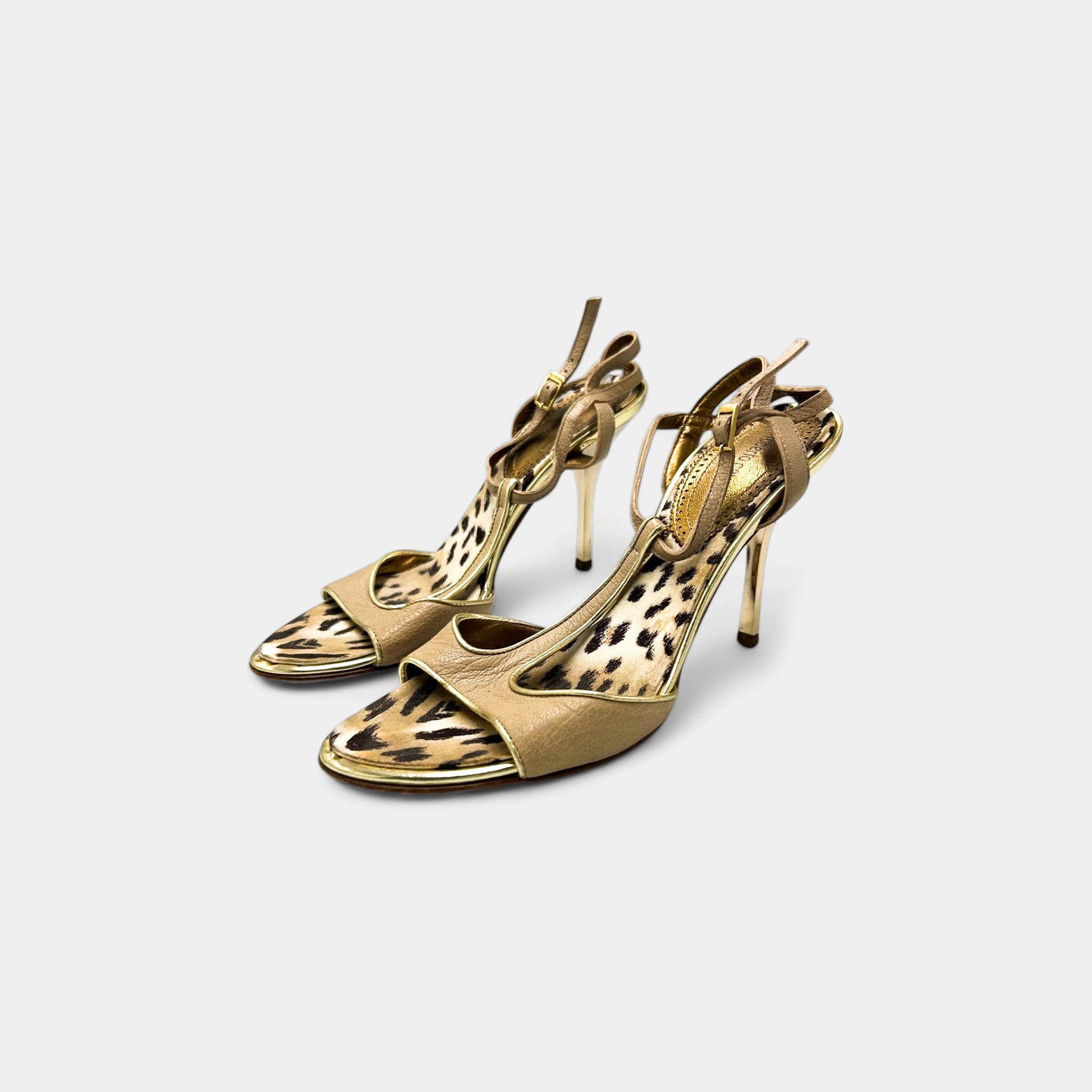 Roberto Cavalli Leopard Print Slingback Heels