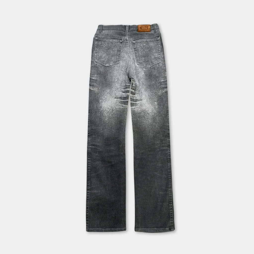 Cavalli Vintage Grey Distressed Snake Effect Jeans