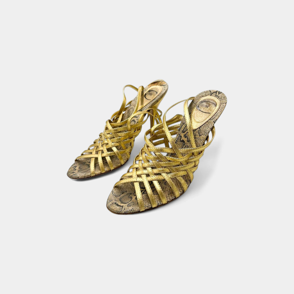 Just Cavalli Mega Lace Gold Heels