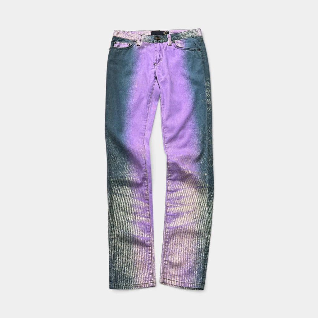 Just Cavalli 2000's Metallic Ombré Coated Denim Jeans
