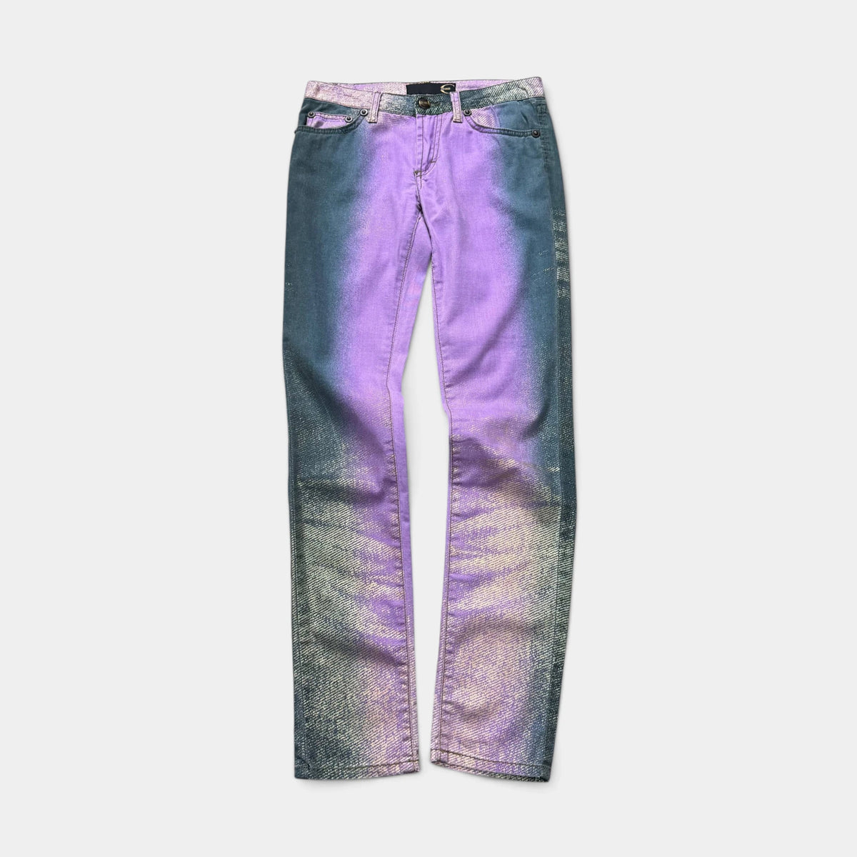 Just Cavalli 2000's Metallic Ombré Coated Denim Jeans