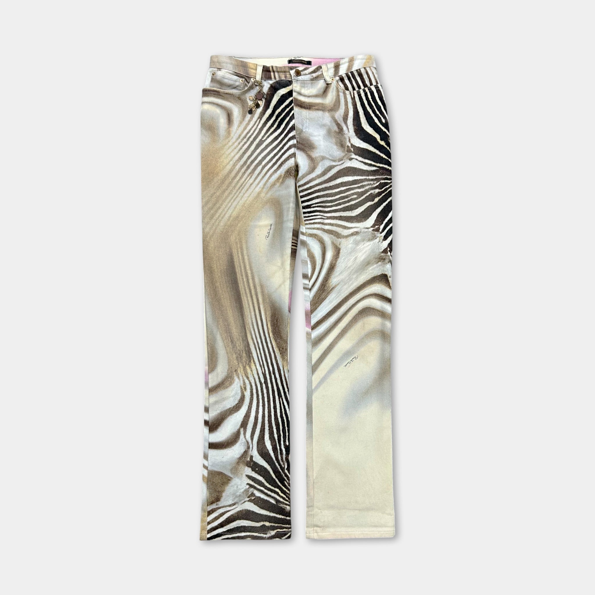 Roberto Cavalli 2000s Psychedelic Zebra Print Pants