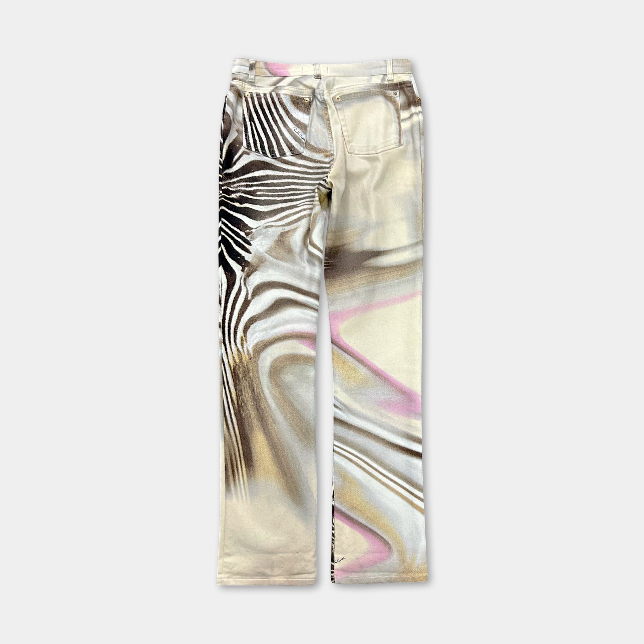 Roberto Cavalli 2000s Psychedelic Zebra Print Pants