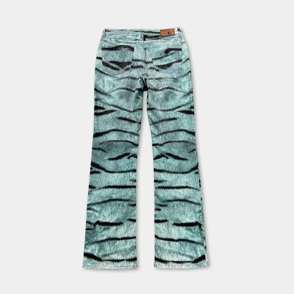 Just Cavalli Blue Tiger Print Flared Pants