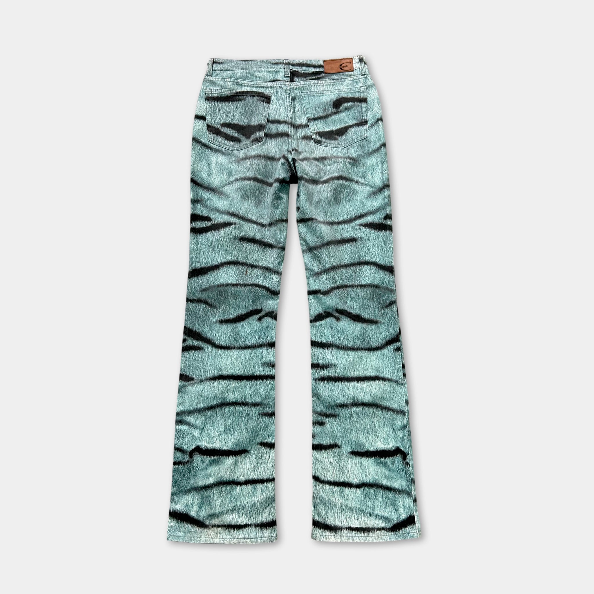 Just Cavalli Blue Tiger Print Flared Pants