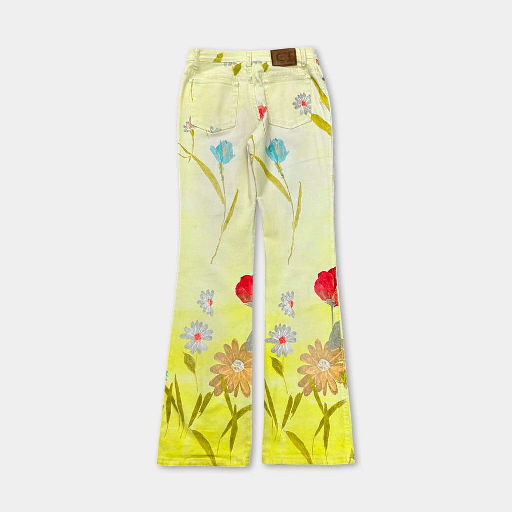 2000's Cavalli Jeans Floral Flared Pants