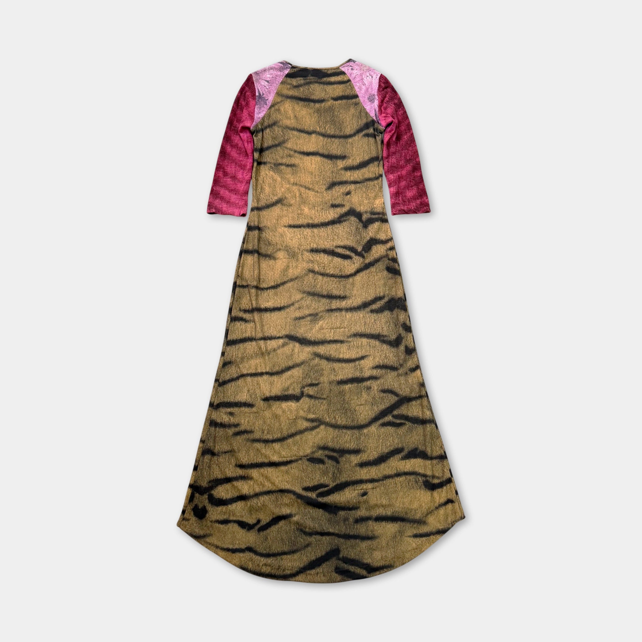 Just Cavalli Tiger Print Colorblock High-Low Maxi Dress