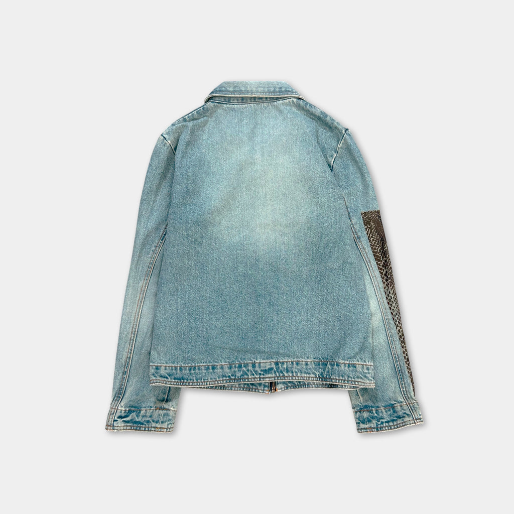 Just Cavalli Blue Snake Skin Denim Jacket