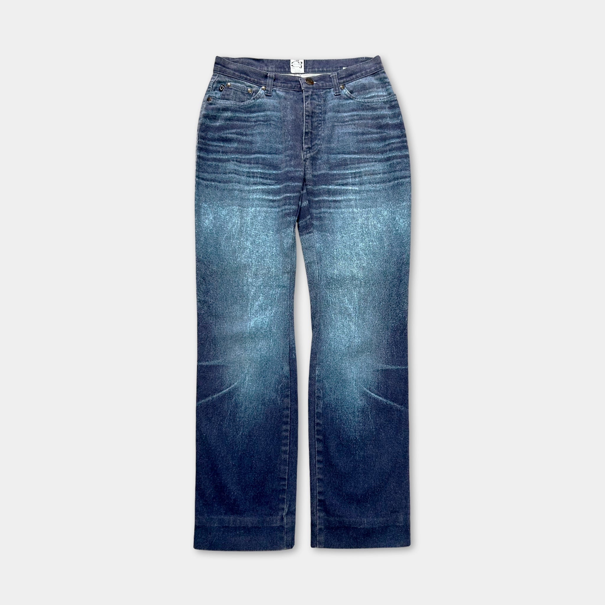 Cavalli Blue Printed Denim Jeans