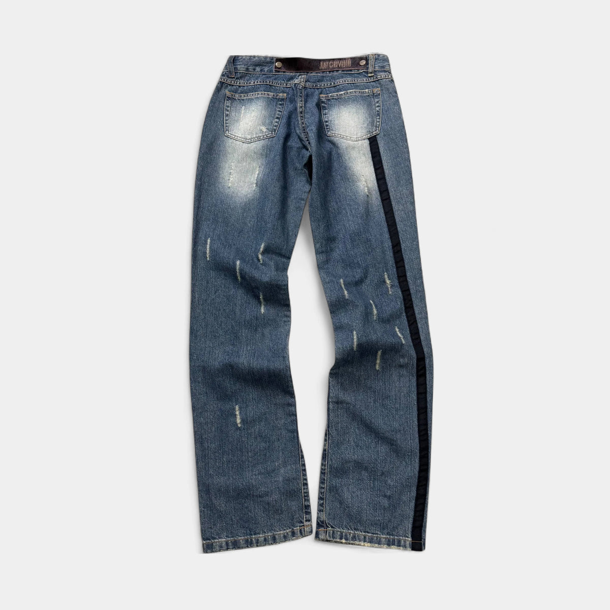 Just Cavalli Studded & Distressed Side-Stripe Denim Jeans