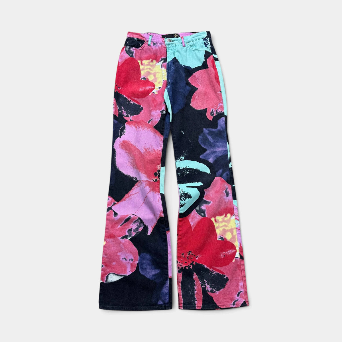 Just Cavalli 2000s Floral Pop Art Flare Jeans
