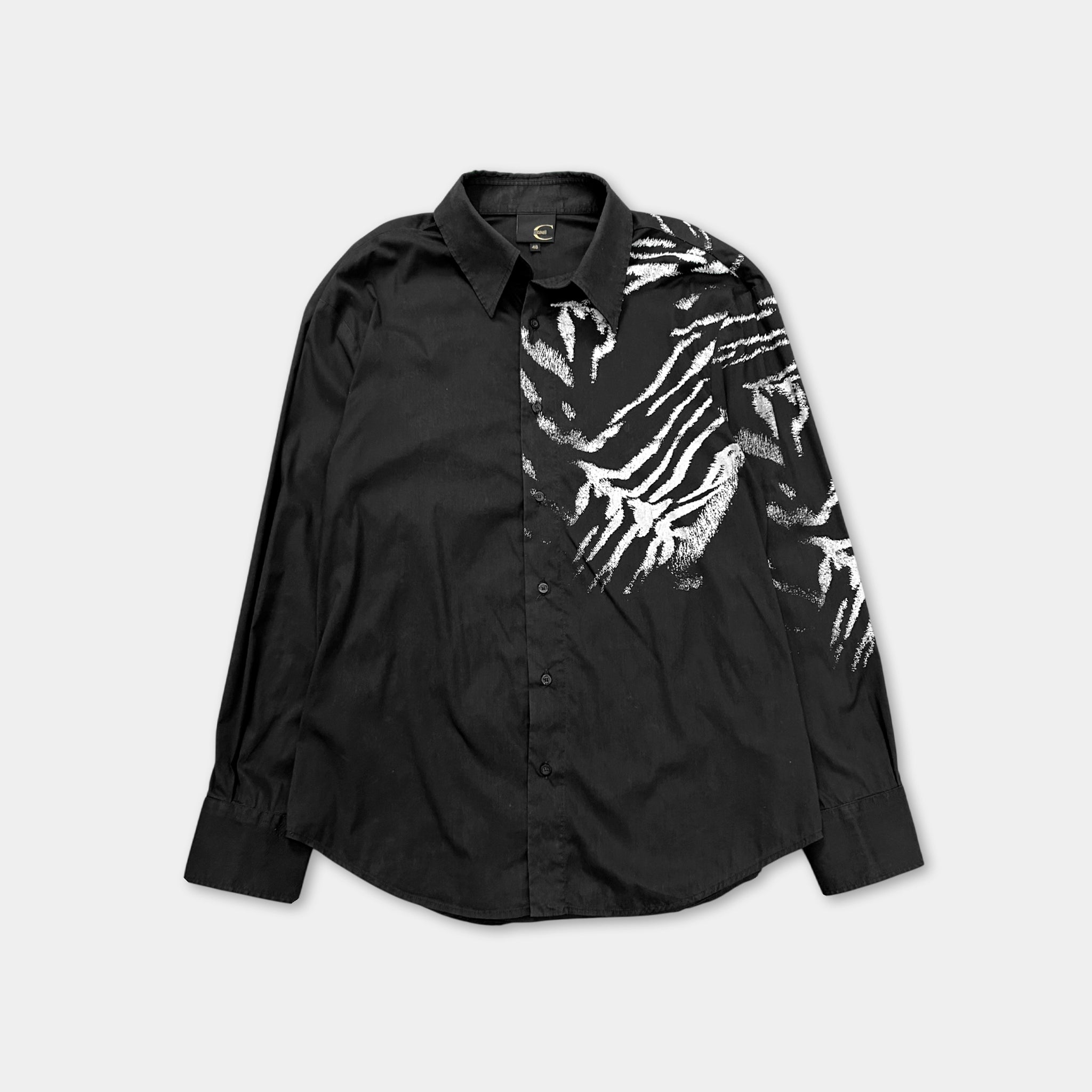Just Cavalli Animal Print Black Button Shirt