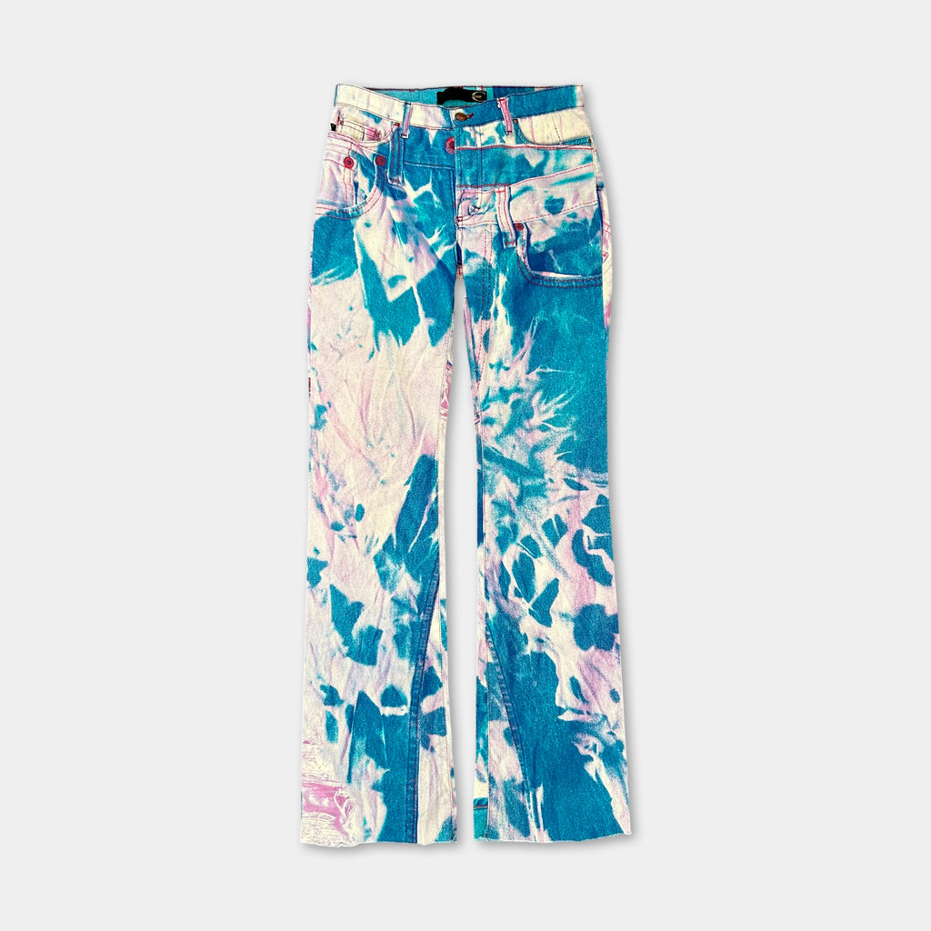 Cavalli 2000's Tie-Dye Printed Denim Pants