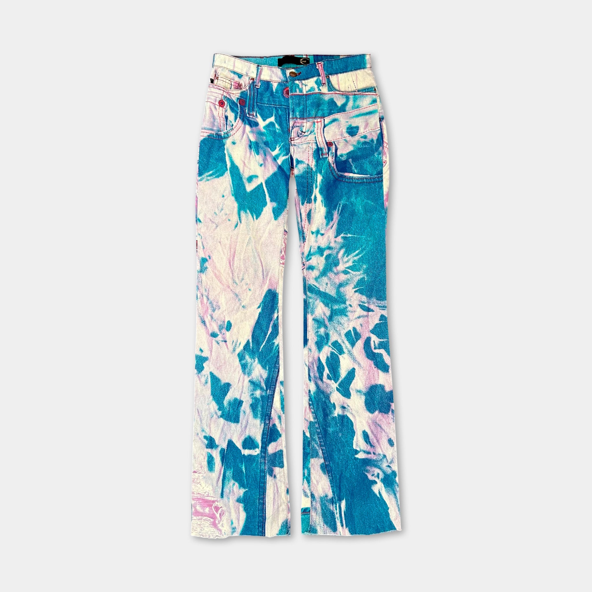 Cavalli 2000's Tie-Dye Printed Denim Pants
