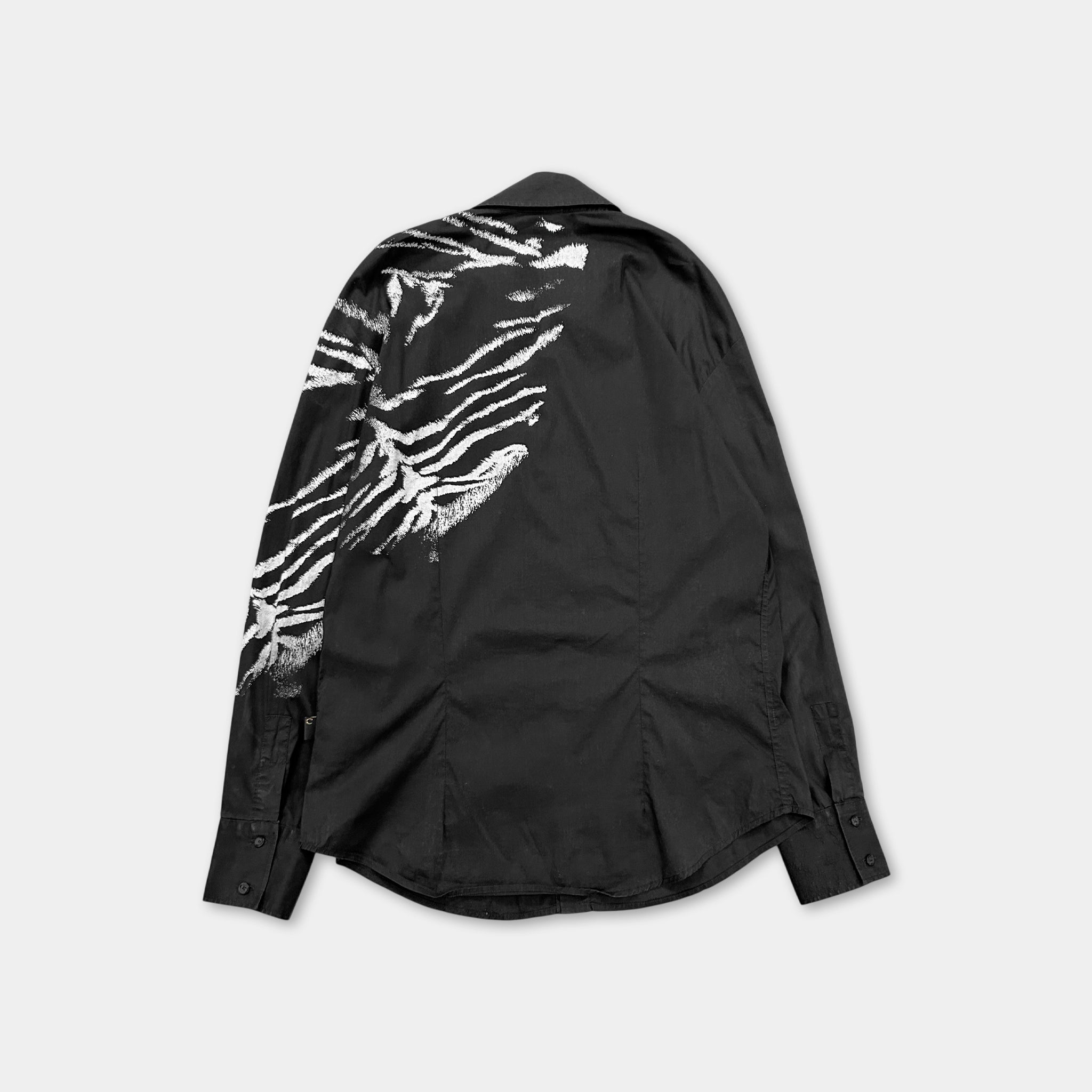 Just Cavalli Animal Print Black Button Shirt