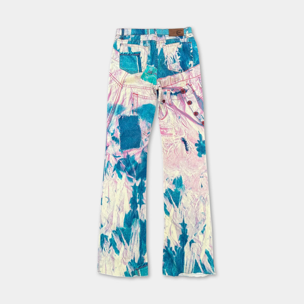 Cavalli 2000's Tie-Dye Printed Denim Pants