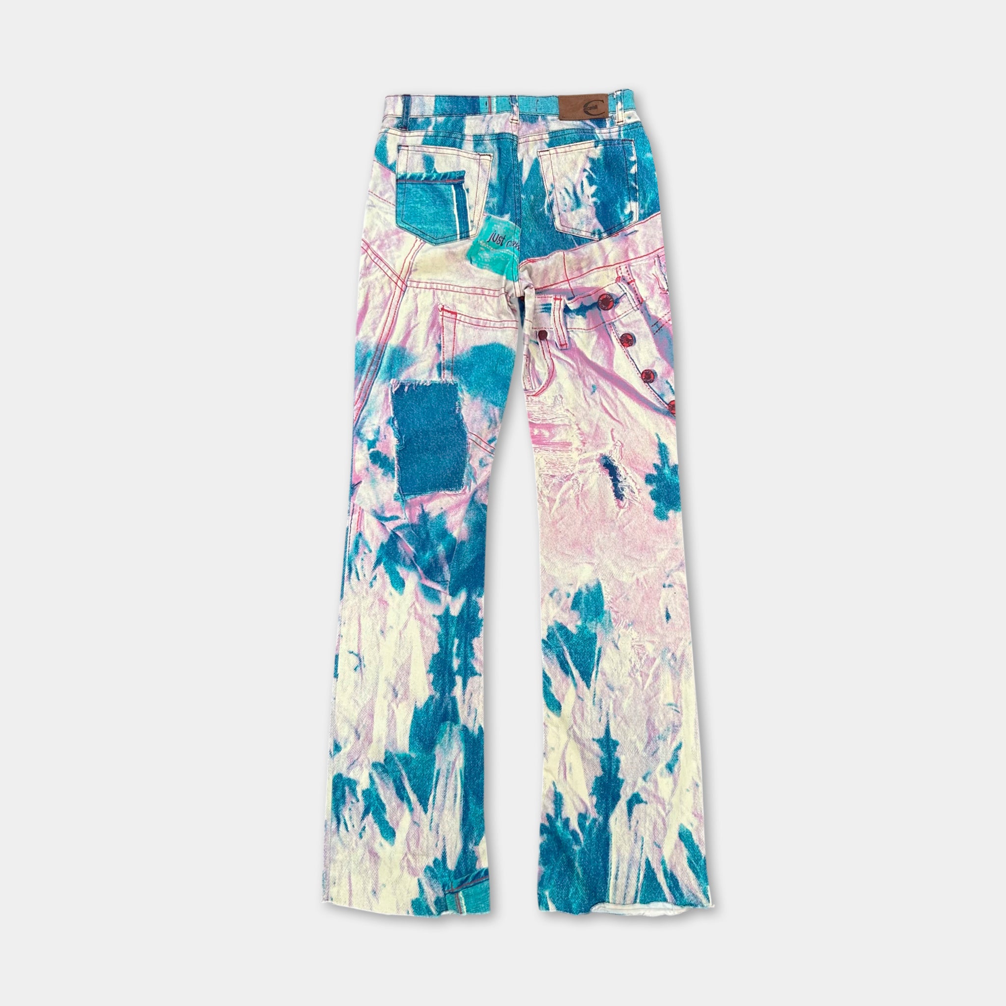 Cavalli 2000's Tie-Dye Printed Denim Pants